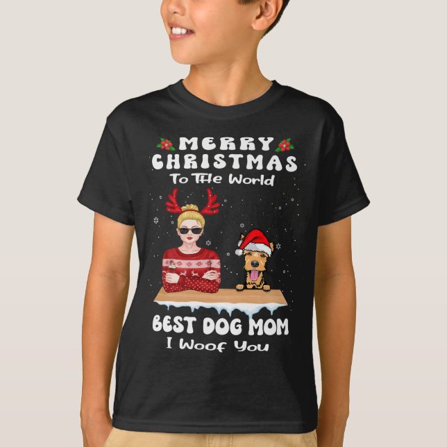 T-shirt Gallois Terrier Noël Au Monde Meilleur Chien Maman (Devant)