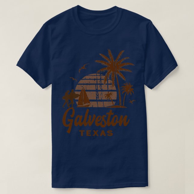 T-shirt Galveston Texas Vintage Sunset (Design devant)