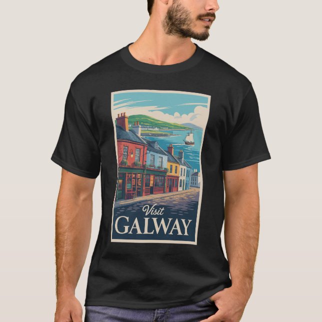 T-shirt Galway Irlande Illustration Voyage Art Vintage (Devant)