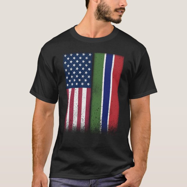 T-shirt Gambie Gambie Amérique drapeaux Fiers États-Unis G (Devant)