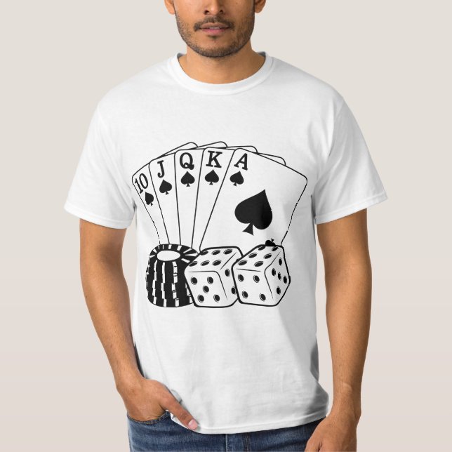T-shirt Gambling Casino Cartes Dice Poker Chips Art (Devant)