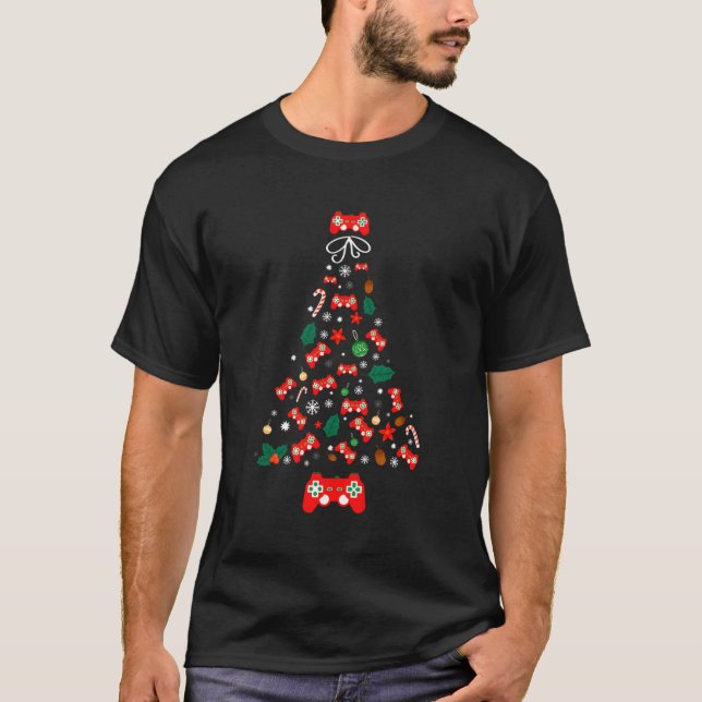 T-shirt Game Controller Tree Snowflakes Pour Joueurs Vidéo (Devant)