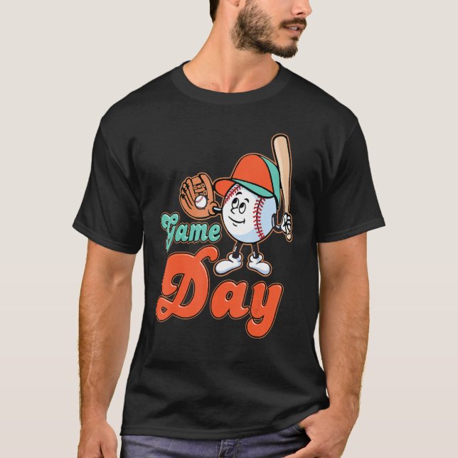 T-shirt Game Day Baseball And Softball Fan Groovy Play Pla (Devant)