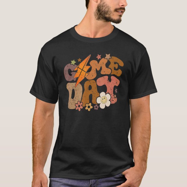 T-shirt Game day retro basketball lightning bolt basketbal (Devant)