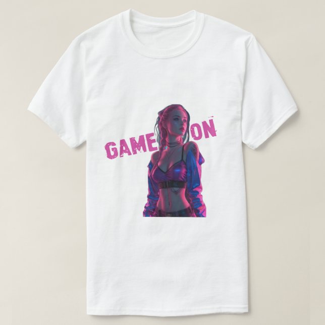 T-shirt Game On Neon Gamer Girl (Design devant)