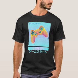 T-shirt Game On Video Game Controller Retro Vaporwave Japa