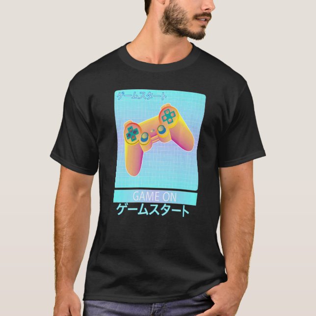 T-shirt Game On Video Game Controller Retro Vaporwave Japa (Devant)