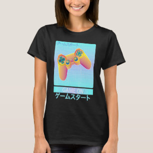 T-shirt Game On Video Game Controller Retro Vaporwave Japa
