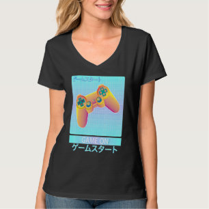 T-shirt Game On Video Game Controller Retro Vaporwave Japa