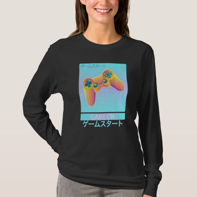 T-shirt Game On Video Game Controller Retro Vaporwave Japa (Devant)
