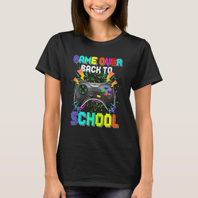 T-shirt Game Over Back To School Video Game Leveled Up Boy (Devant)