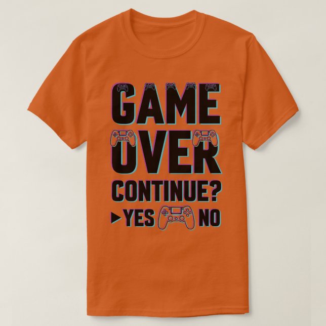 T-shirt Game Over continue yes no (Design devant)