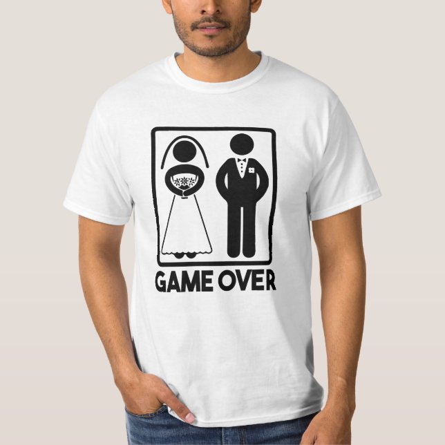 T-shirt Game Over drôle Chemise mariage de Groom (Devant)