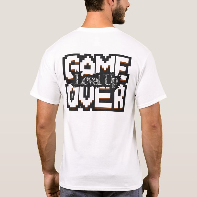 T-shirt Game Over, Level Up : Monde de jeu rétro pixelisé (Dos)