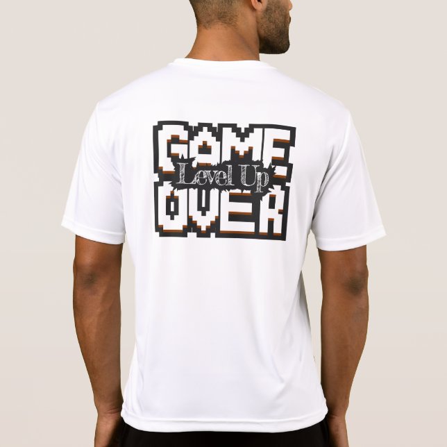 T-shirt Game Over, Level Up : Monde de jeu rétro pixelisé (Dos)