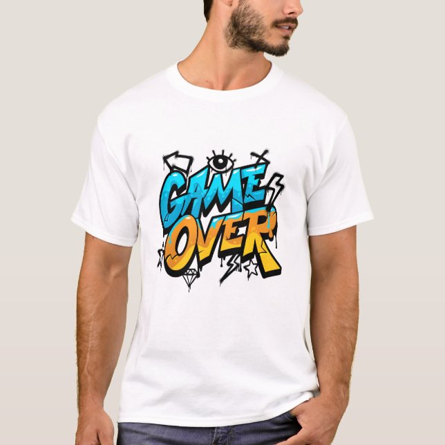 T-shirt Game Over Neon Splash - Conception de jeu néon vib (Devant)