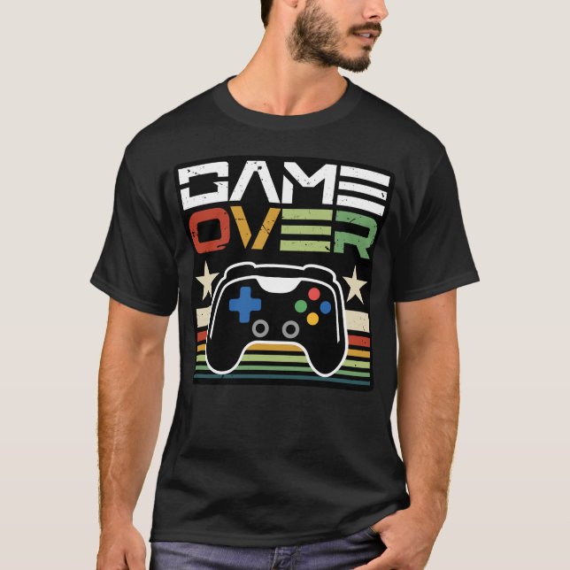 T-shirt Game Over Retro Gamer Gaming (Devant)