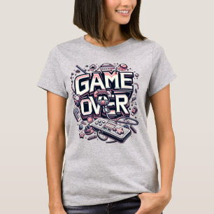 T-shirt Game Over : vibrations de jeu rétro rose et bleu