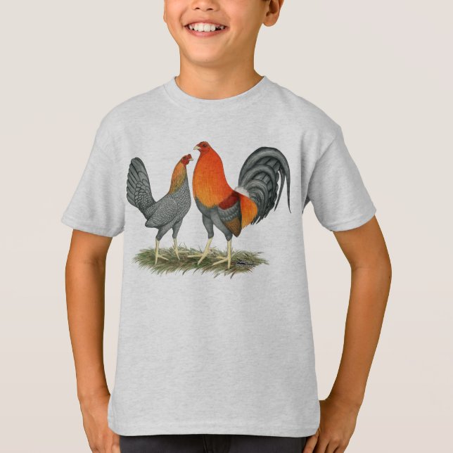 T-shirt Gamefowl rouge bleu (Devant)