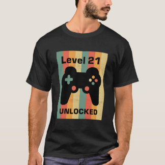 T-shirt Gamepad vintage Niveau 21 Déverrouillé 21E anniver