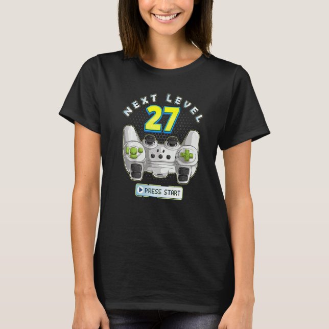 T-shirt Gamer 27e anniversaire Prochain niveau 27 contrôle (Devant)