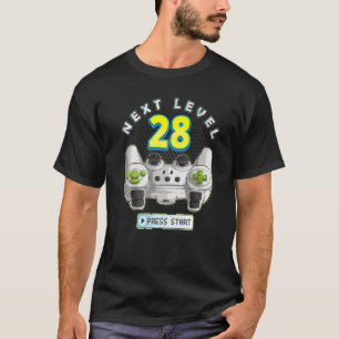 T-shirt Gamer 28e anniversaire Prochain niveau 28 contrôle