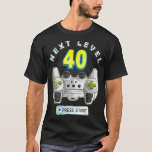 T-shirt Gamer 40e Anniversaire Prochain niveau 40 contrôle