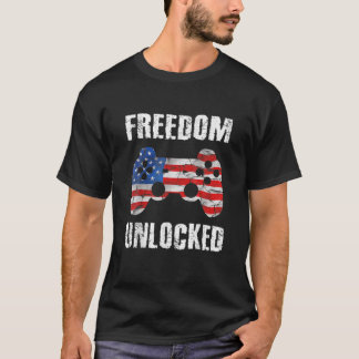 T-shirt Gamer 4 juillet Liberté Jeux Vidéos Déverrouillés