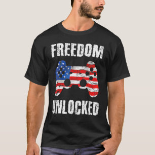 T-shirt Gamer 4 juillet Liberté Jeux Vidéos Déverrouillés