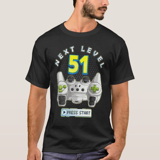 T-shirt Gamer 51e anniversaire Prochain niveau 51 contrôle (Devant)