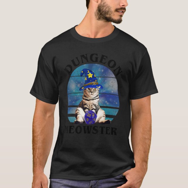 T-shirt Gamer à table Dungeon Meowster Cat D20 (Devant)