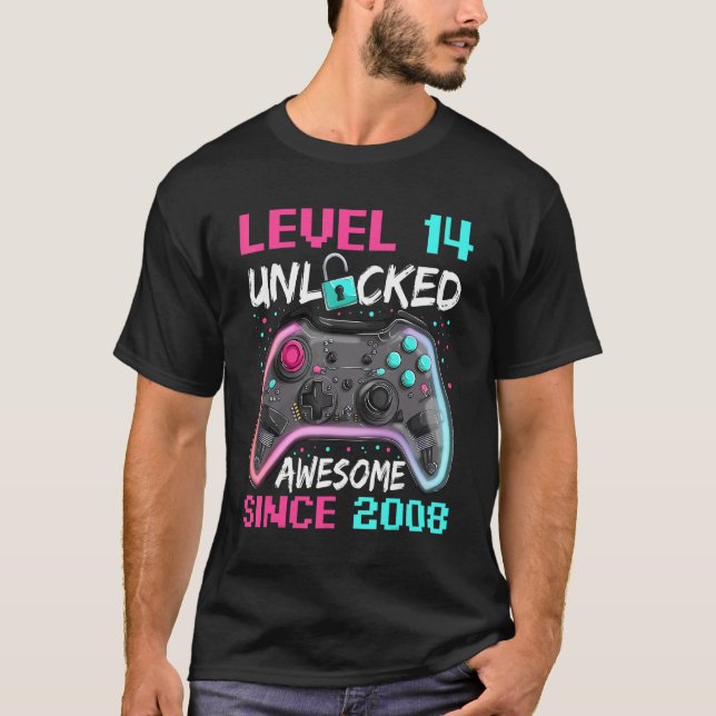 T-shirt Gamer Boy Anniversaire 14 Ans Awesome Depuis 200 (Devant)