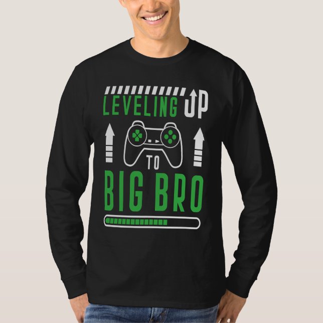 T-shirt Gamer Brother Quote Leveling Up to Big Bro Gaming (Devant)