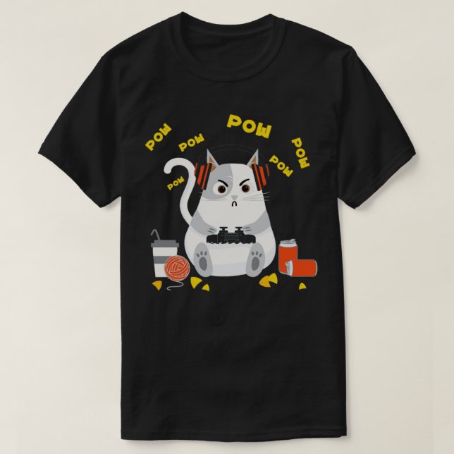 T-shirt Gamer Cat Funny Video Game Design (Design devant)