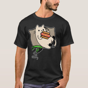 T-shirt Gamer Cat Manger Hot Dog Jeu Chargement