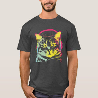 T-shirt Gamer Cat Music Amer drôle