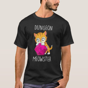 T-shirt Gamer Cat Nerdy Cat D20 Dice Rpg Gamer Dungeon Meo