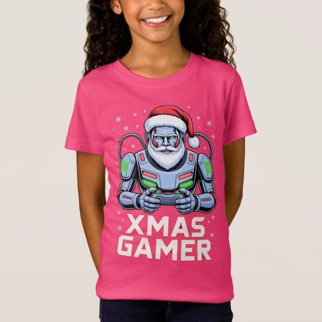 T-Shirt Gamer Christmas Gifts Cyber Santa Robot Xmas Gamer (Devant)