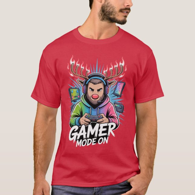 T-shirt Gamer Christmas Gifts Gamer Mode On Holiday Gaming (Devant)