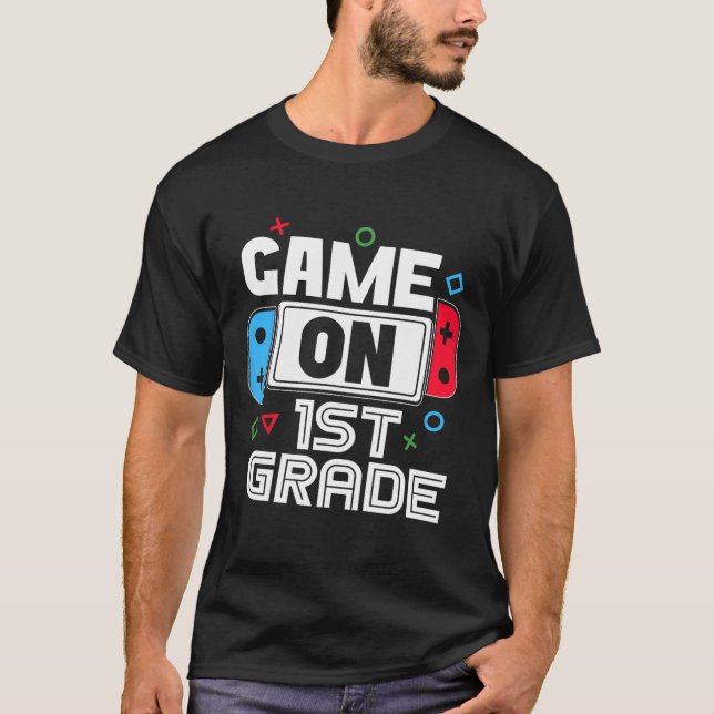 T-shirt Gamer Ck To School Funny Game 1st Grade Kids Boys  (Devant)
