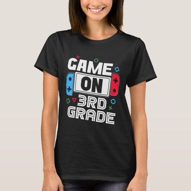 T-shirt Gamer Ck To School Funny Game 3rd Grade Kids Boys  (Devant)