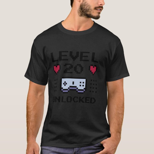 T-shirt Gamer déverrouillé de niveau 20 (Devant)