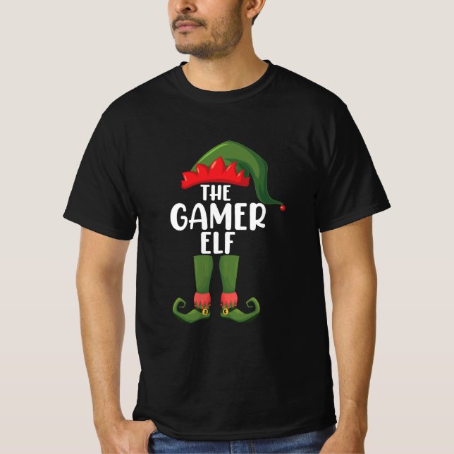 T-shirt Gamer Elf Correspondant Famille Noël Gamer (Devant)