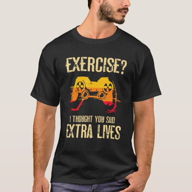 T-shirt Gamer Exercise Extra Lives Video Game Boys Teens K (Devant)