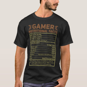 T-shirt Gamer Faits nutritionnels Nouveauté Vidéo Jeu Love