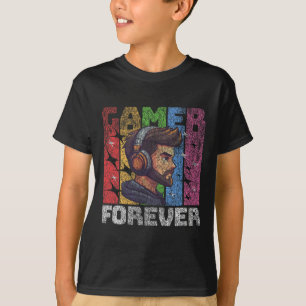 T-shirt Gamer Forever – Conception de profil de casque col