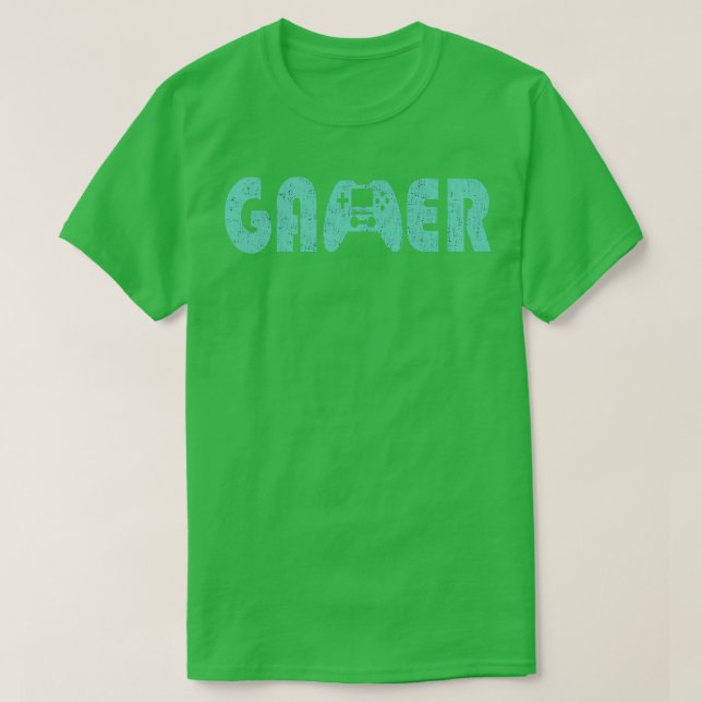 T-shirt Gamer Gamepad Green (Design devant)