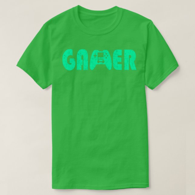 T-shirt Gamer Gamepad Neon Green (Design devant)