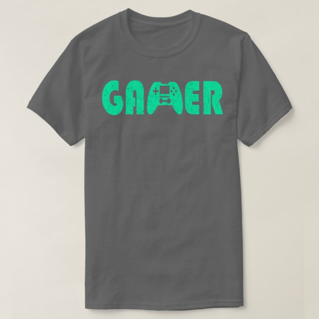 T-shirt Gamer Gamepad Neon Green (Design devant)