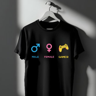 T-shirt Gamer Gender Symbols Controller Funny Design